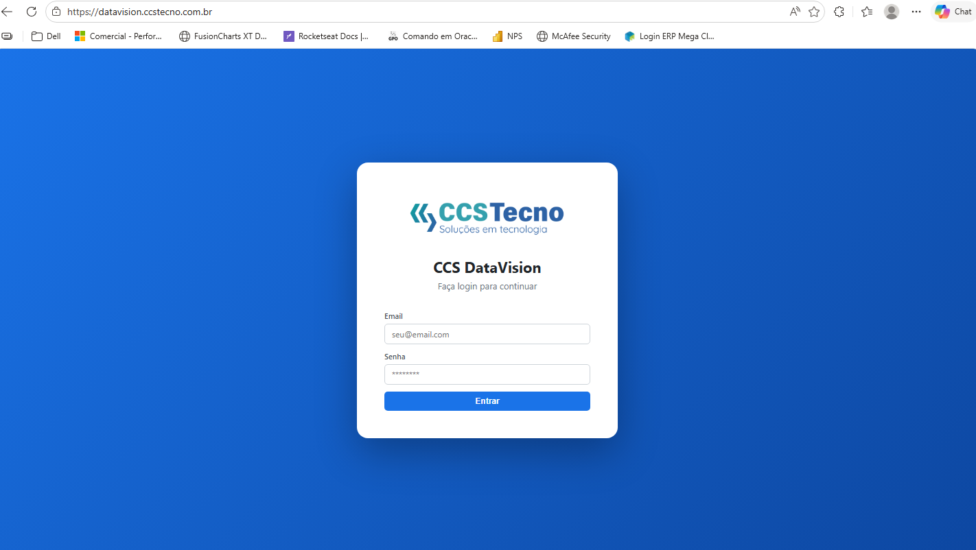 Tela de login CCS DataVision